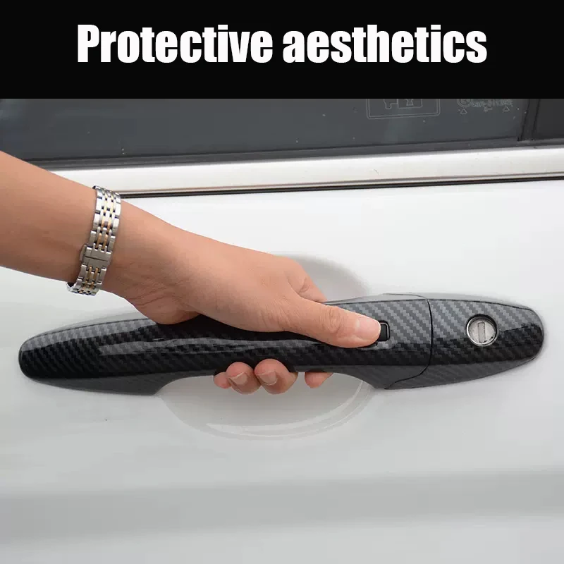 For Haval M6/M6 PLUS 2021 2022 2023 ABS material exterior door handle decorative frame with bright black carbon fiber pattern