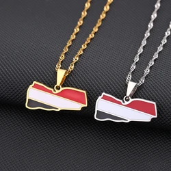 Fashion Republic of Yemen Map Flag Pendant Necklace Stainless Steel Men Women Maps Jewelry Gift