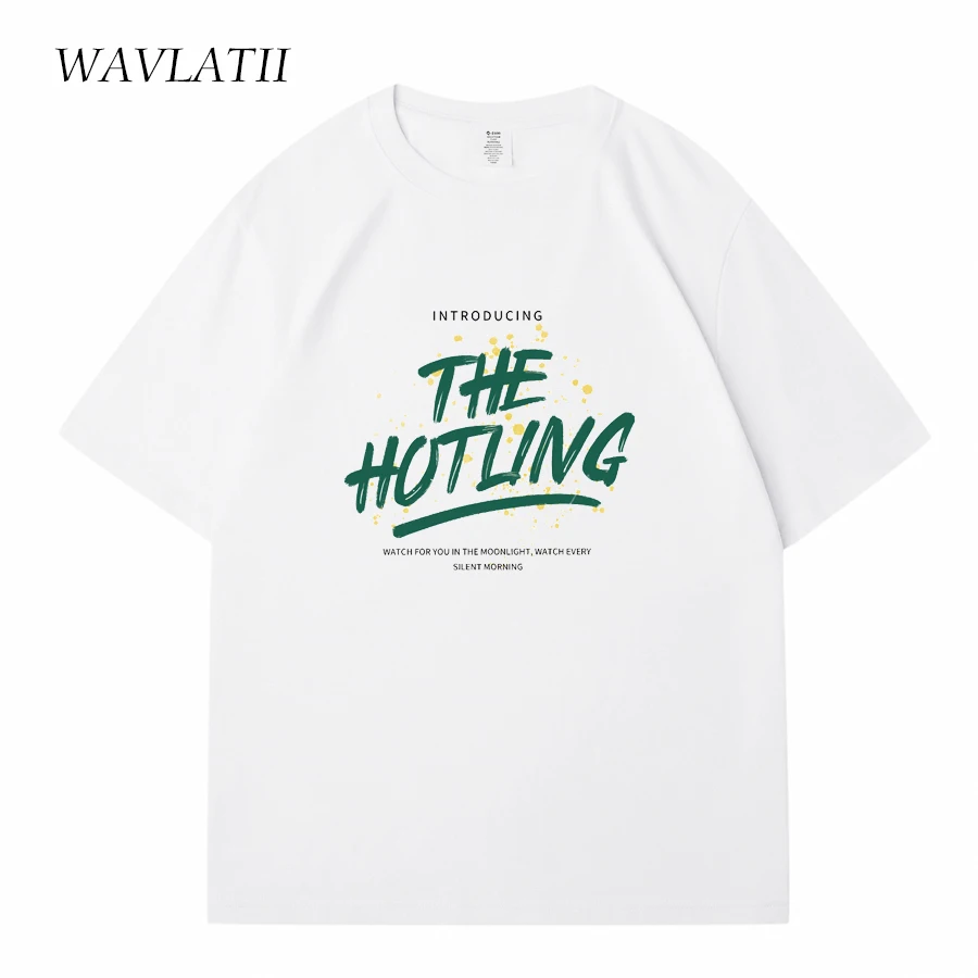 WAVLATII Women Soft Casual Cotton T shirts Female Beige Fashion Letter Printed Streetwear Tees Lady White Tops for Summer WT2322