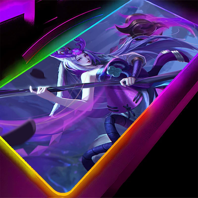 RGB LED Mouse Pad Laptop Rubber Extended Pad Desk Mouse Mat Game Mousepad PC Accessories L-league of Legends Lillia Keyboard Pad