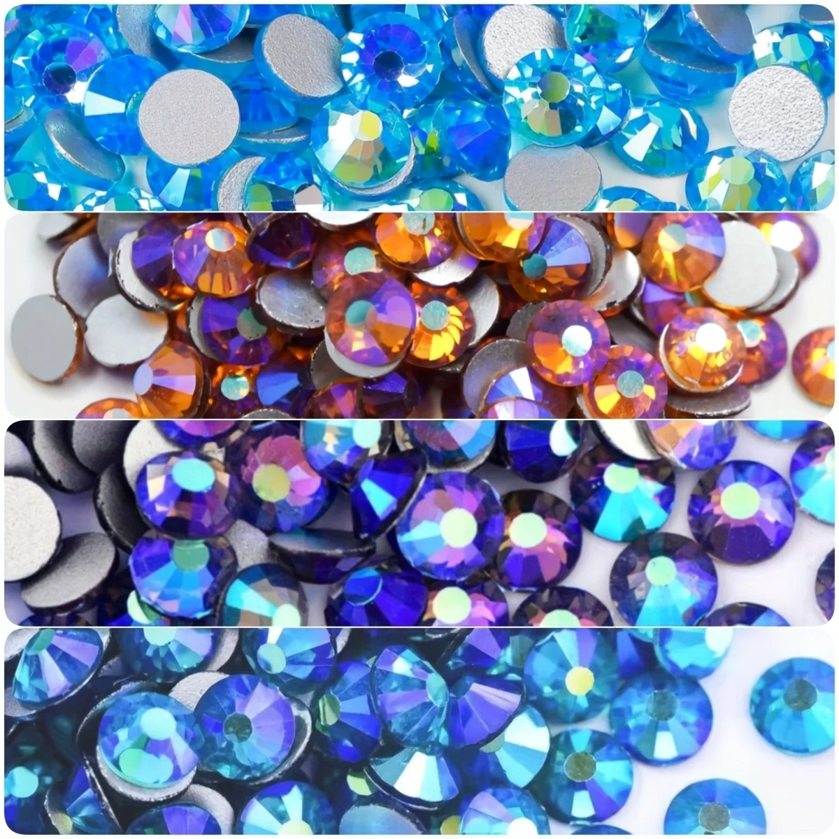 Aquamarine Topaz Tanzanite Peocock Blue AB Non Hotfix Rhinestones SS16 SS20  Loose Glass Rhinestone DIY for Shoes Decorations