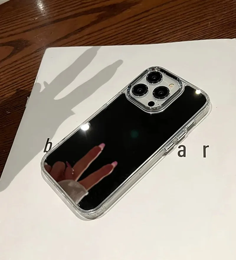 الفاخرة الاكريليك مرآة لوضع مساحيق التجميل جراب هاتف آيفون 17 16 15 14 13 12 11 برو ماكس XS X XR تصفيح للصدمات الغطاء الخلفي #4