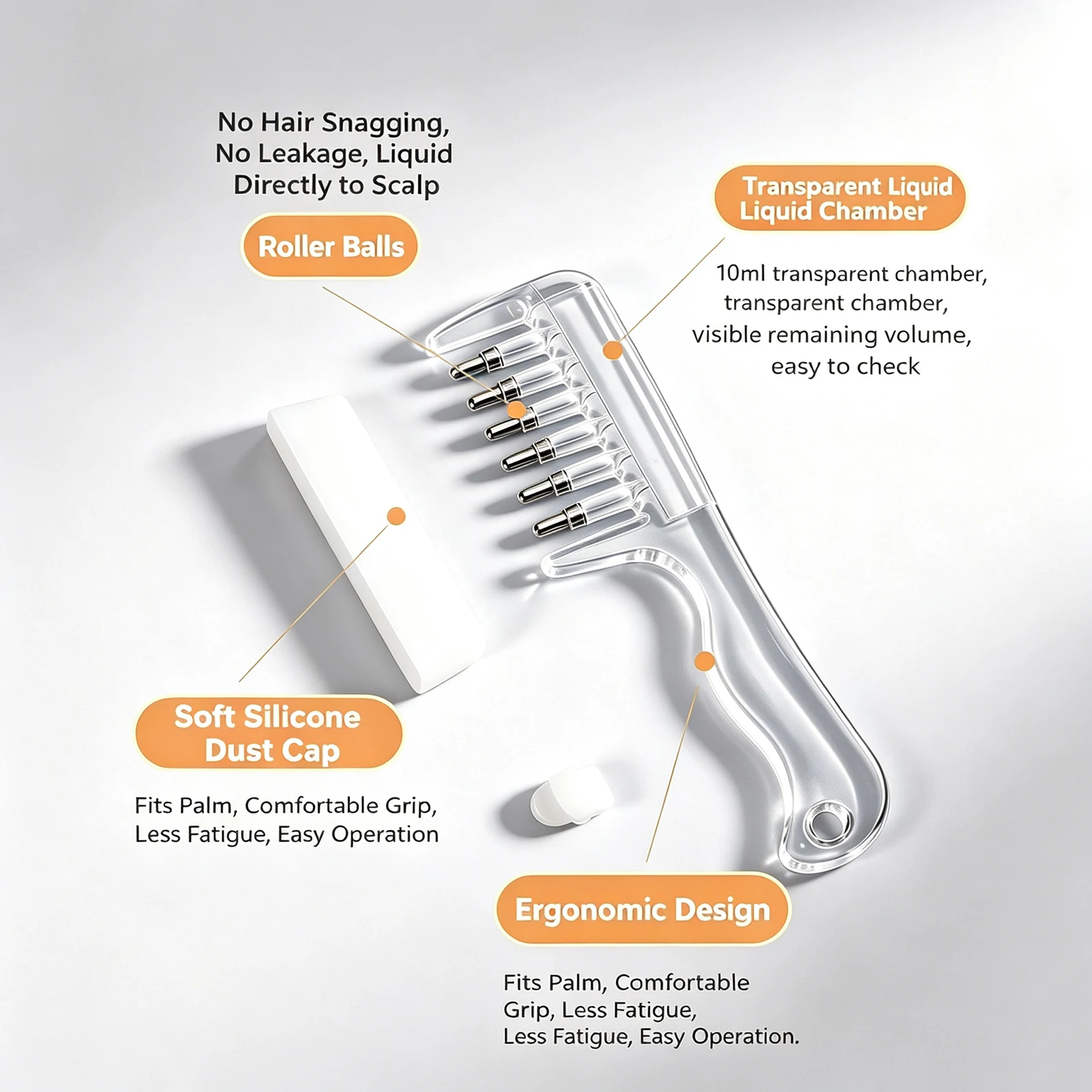 Scalp Oil Applicator Comb with Liquid Reservoir & Refillable System Scalp Massage Comb Hair Oil Serum Brush Hair Care Tools