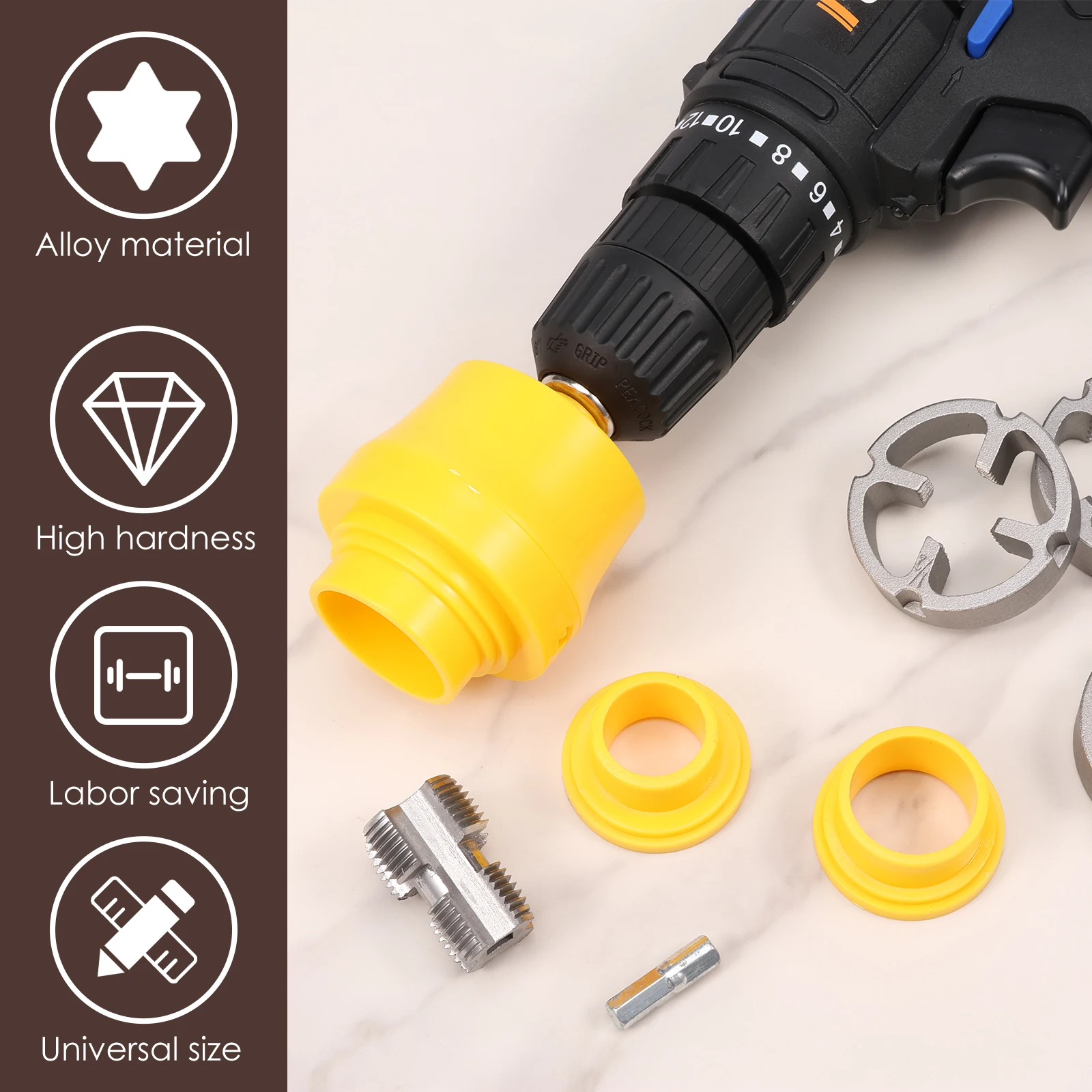 Electric Drill Compatible PVC Pipe Threader Kit PVC Pipe Threader with 3 Dies 1/2