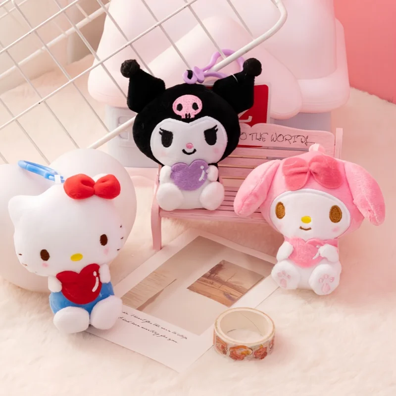 Sanrio Kawaii милый плюшевый Hello Kitty Kuromi My Melody Cinnamoroll плюшевый рюкзак вешалка сумка ключ праздничный подарок