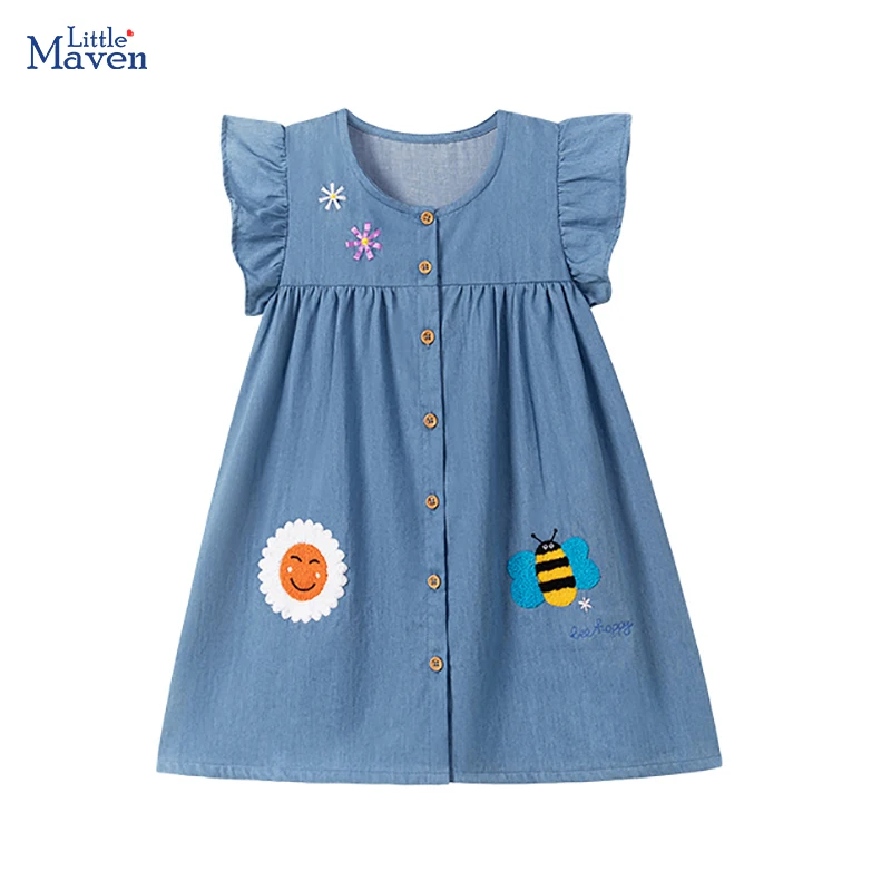 Little Maven Kinderkleidung Partykleid Cartoon-Bienen-Blumen-Applikationen Baby-Mädchen-Kostüm 2026 Sommer Kinderbekleidung Kleider
