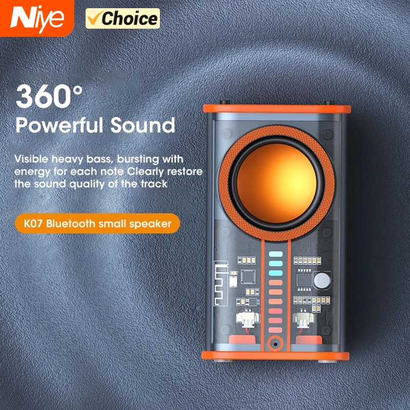 K07 Transparent Cyberpunk Mecha Wireless Bluetooth Speaker Sound Light Rhythm Subwoofer TWS Stereo Music Center Hands-free Call