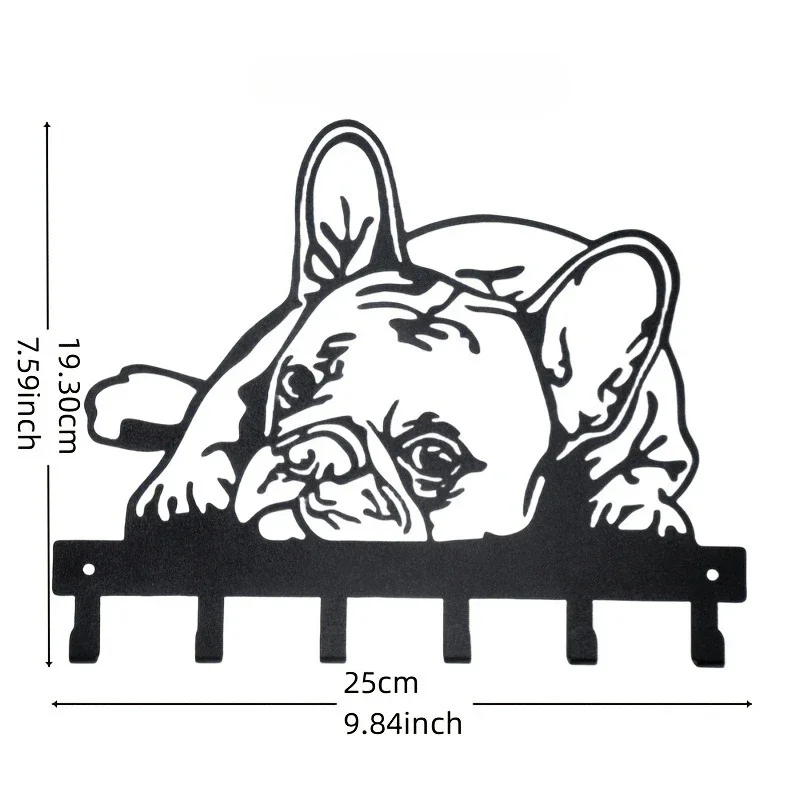 1pc Metal French Bulldog Metal Wall Hook, Decorative Key Holder, Artistic Puppy Design Coat Hat Rack, Multi-Occasion Holiday