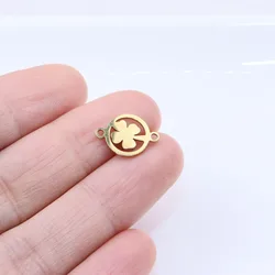 10pcs 10mm Stainless Steel Lovely Polished Connector Bracelet Charms Pendant DIY Handcraft Waterproof Antiallergic Vacuum Plate