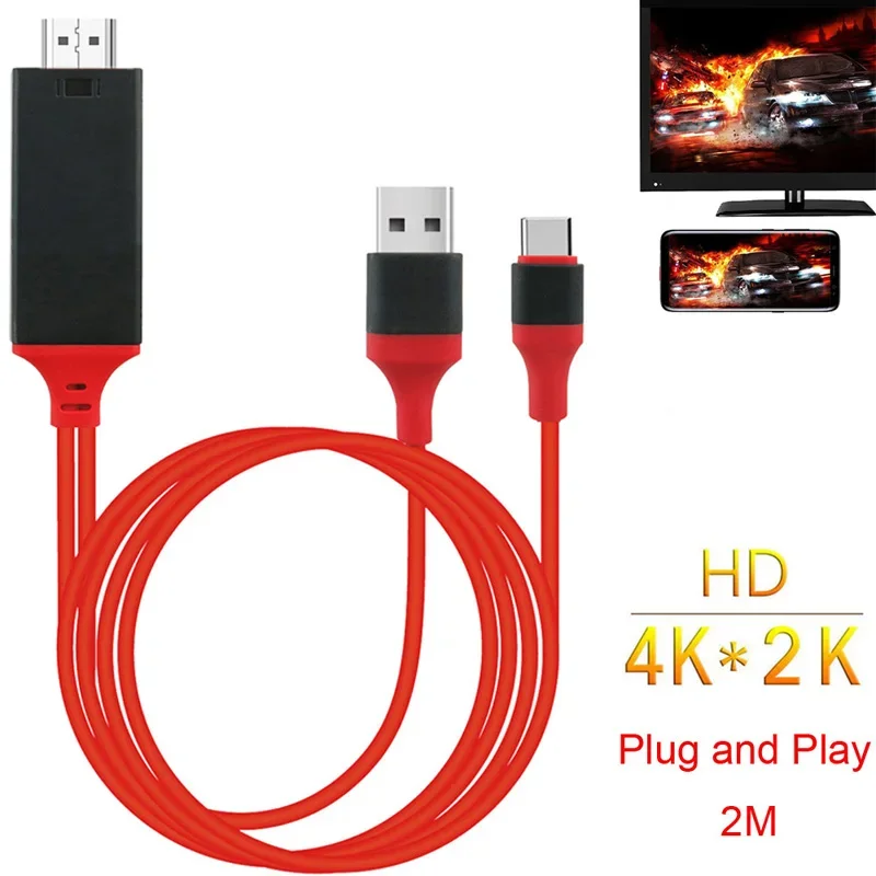 Type C Video Adapter USB 3.1 (USB-C) To HDMI-compatible Converter for iPhone 16 15 PC Android Phone Share To TV HDTV Display