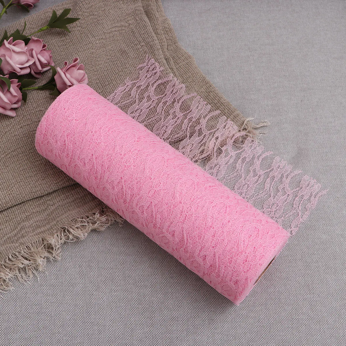 شريطة من الدانتيل الوردي طول الكسوة 22 متر عرض 15 سنتيمتر لتغليف الهدايا الخياطة لتقوم بها بنفسك شريطة من الدانتيل لتزيين المنزل بواسطة لفة الوردي #5