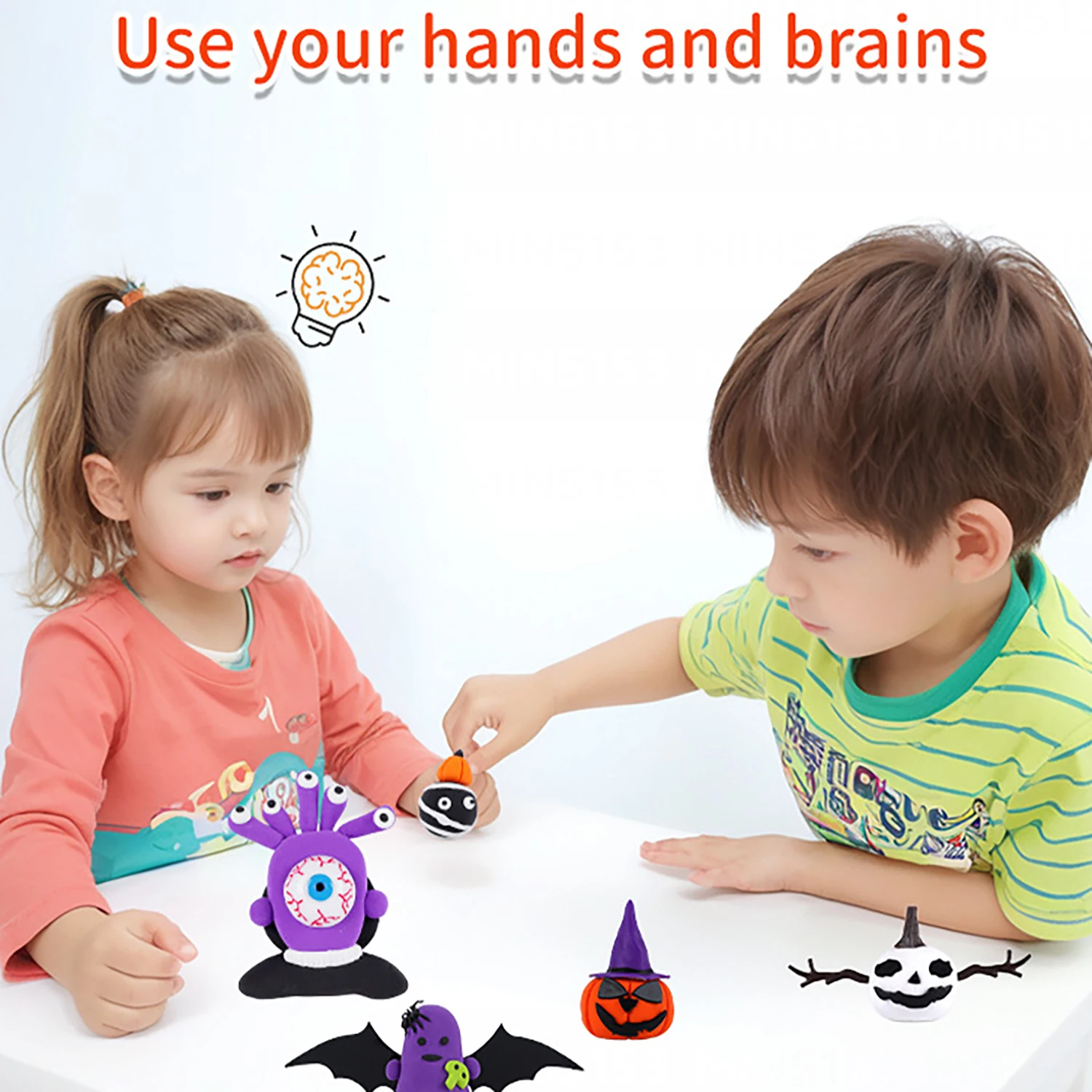 Halloween DIY handgemaakt kleispeelgoed voor kinderen, vakantieklei pompoenhoofd decoratiegeschenken