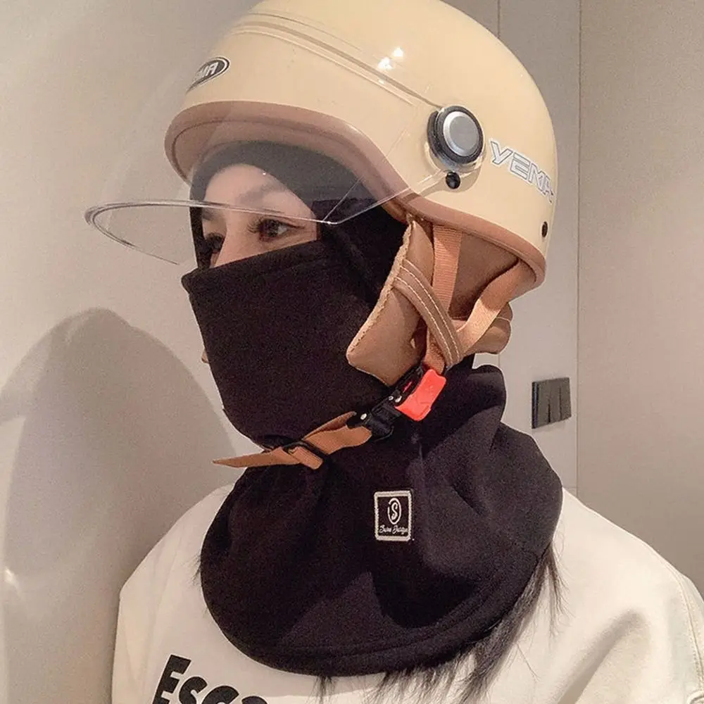 Winter Velvet Fleece Balaclava Hat Warm Windproof Helmet Hat Dustproof Simple Pullover Cap Unisex