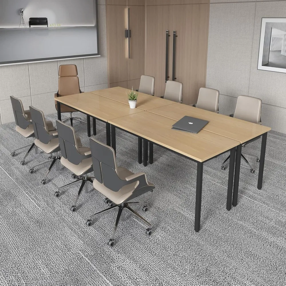 4PCS Conference Tables 8FT Computer Desk Study Writing Podcast Table for Meeting Room Conference Room for 10 People, 94.4x47.2