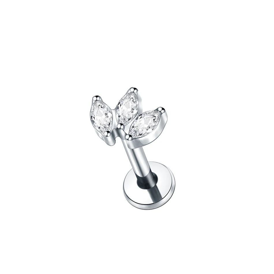 1Pc Titanium Labret Piercing Goud Kleur Helix Oor Piercing Tragus Piercing Kubieke Zirkoon Lip Studs Ring Kraakbeen Oorbel Sieraden