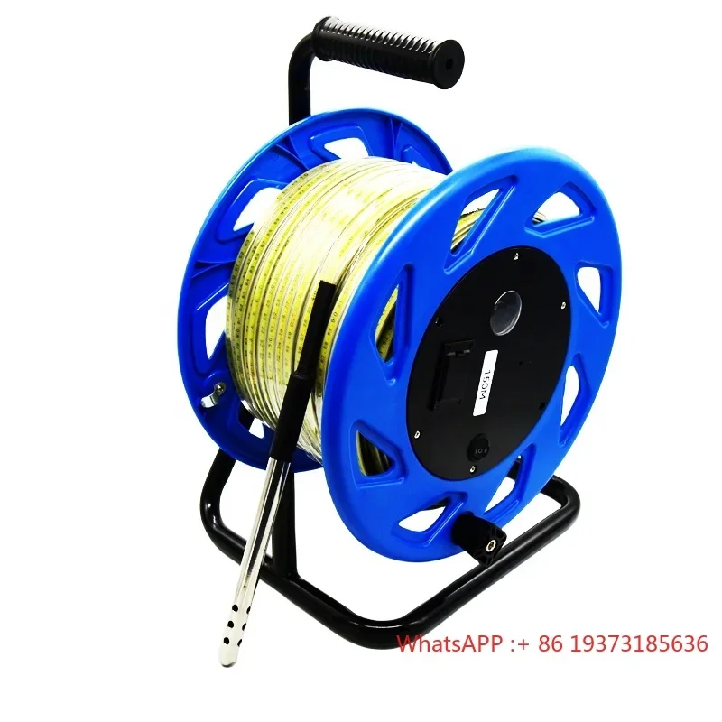 30M 50M 100M 200M 300M range steel strip with battery 14MM probe long depth measuring well water level instrument