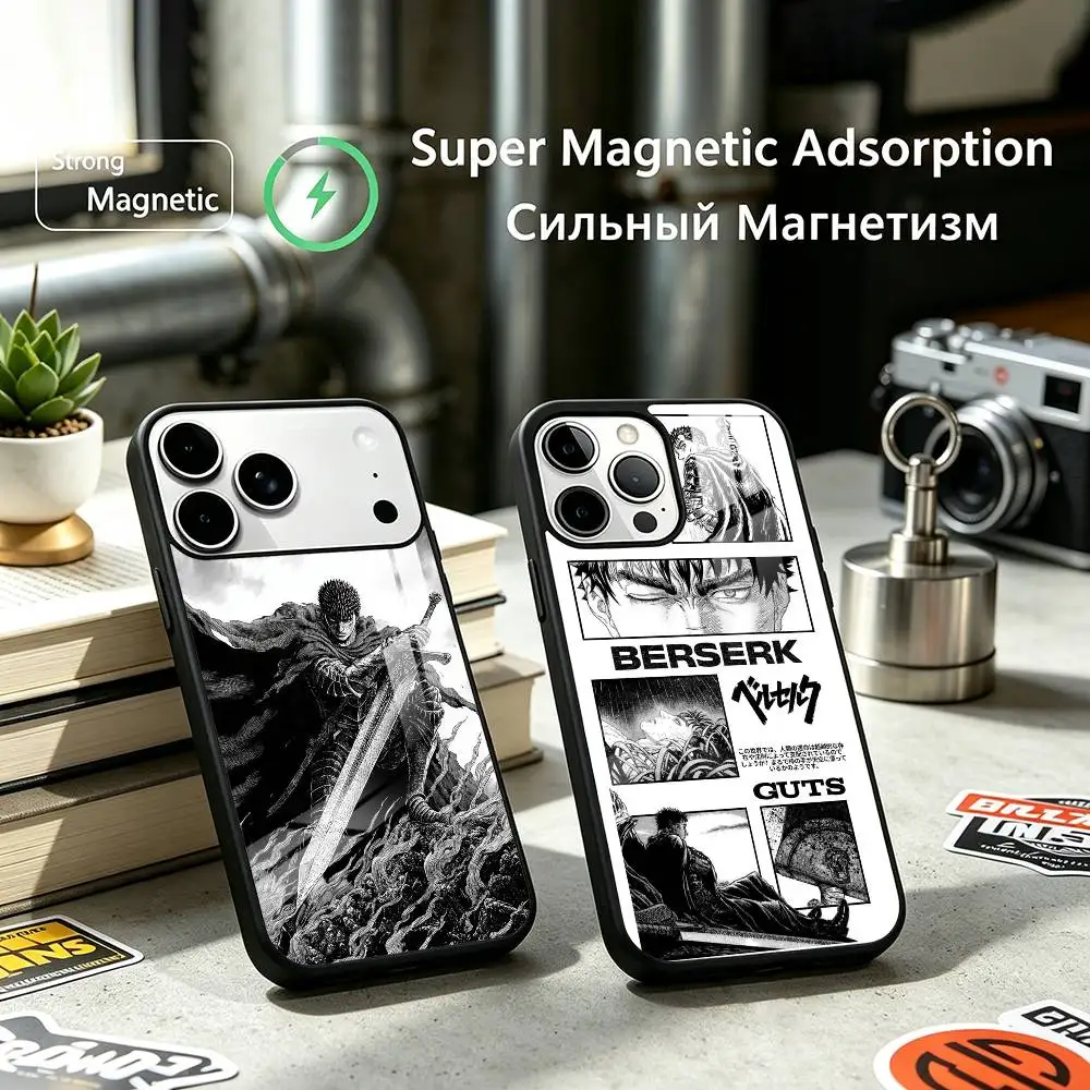 Popular Manga Badass Berserk Phone Case For iPhone17,16,15,14,13,12 Plus,Pro Compatible with magnetic wireless charging