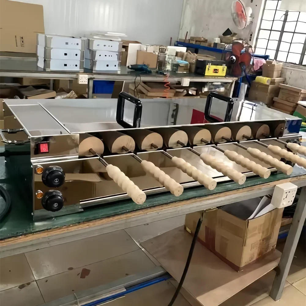 With 8 Roller Electric Hungarian Chimney Cake Maker Chimney Cake Rolls Grill Oven Machine Waffle Maker Bread Roll Baking Machine 5