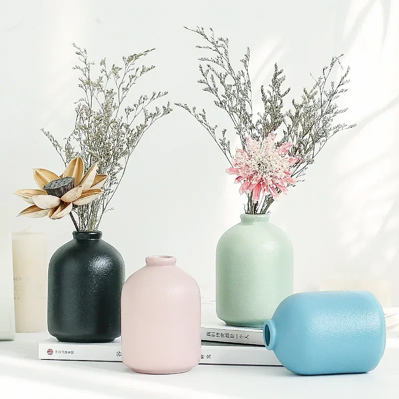 Vase Decoration living room flower arrangement small fresh dry flower vase simple modern ceramic handmade flower ware table