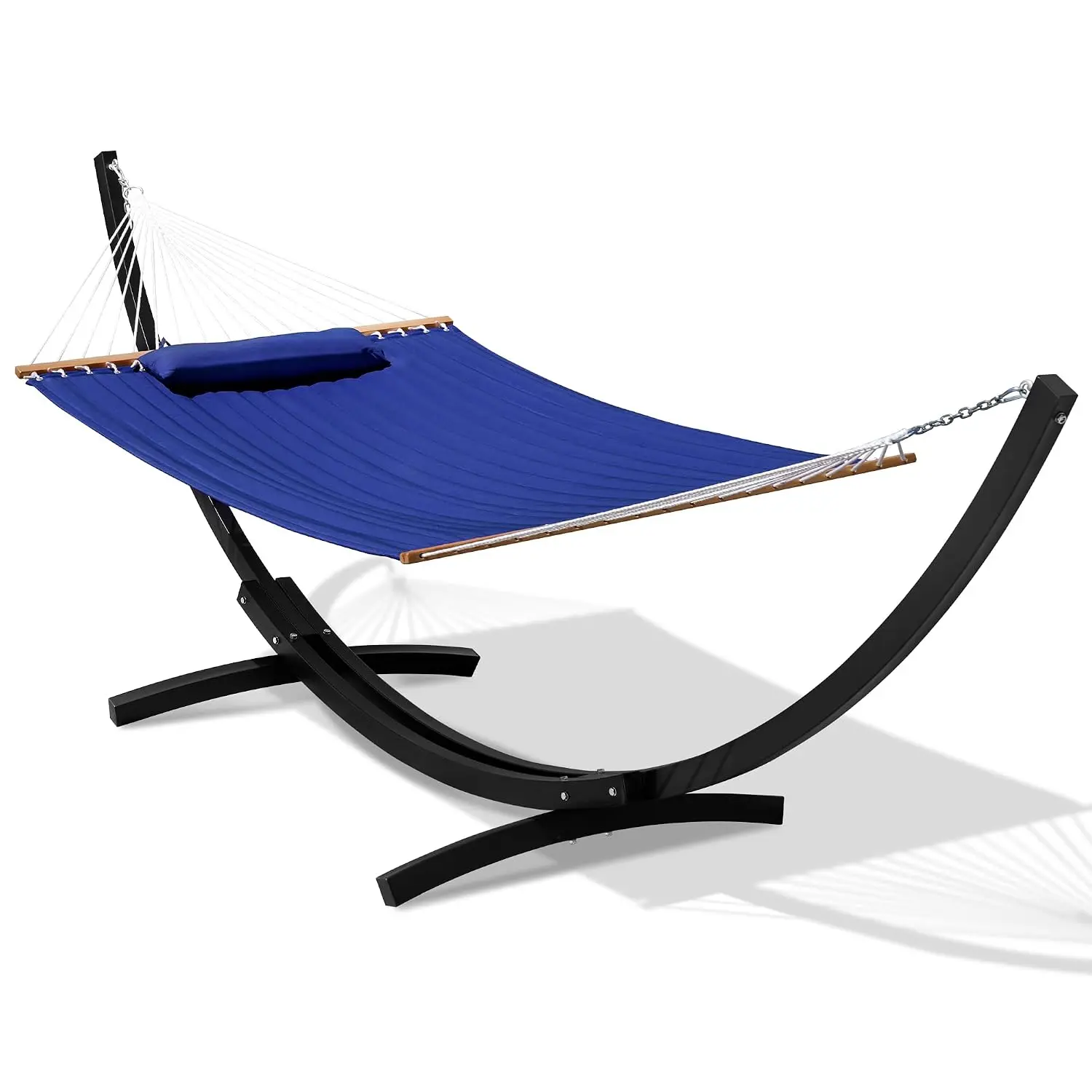 Double Quilted Hammock with Curved Steel Black Stand 13 Ft, Customized