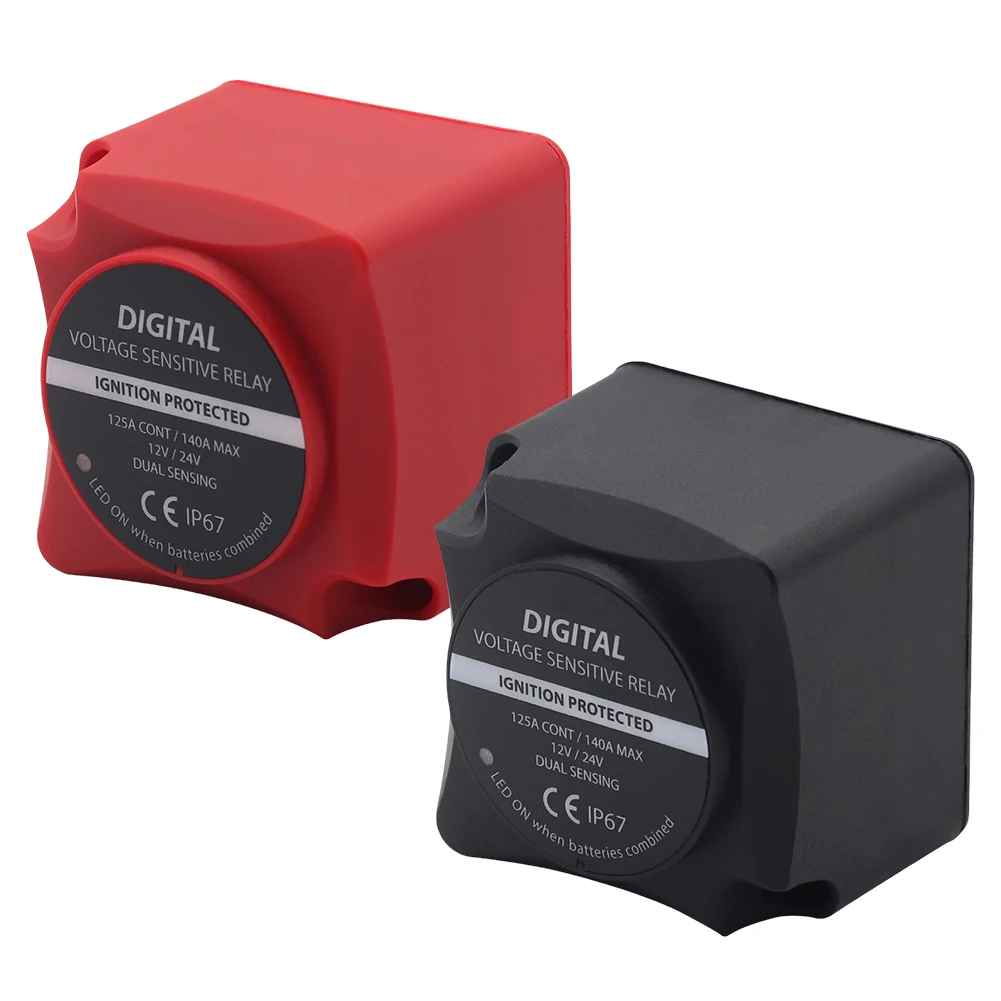 

Digital Voltage Sensitive Relay 12 24V Dual Battery System 125A Cars Voltage Sensitive Relay for Boats RV UTV Auto Accessories