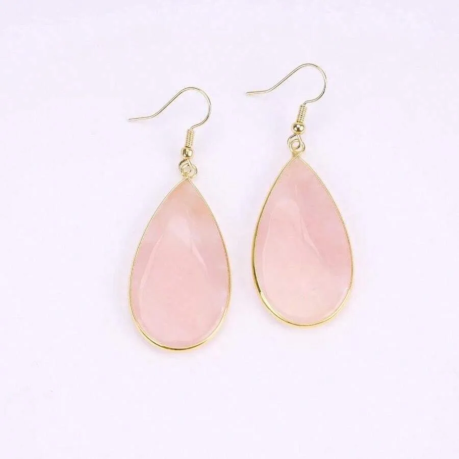 

Natural Crystal Healing Stone Earrings Statement Teardrop Dangle Earrings For Women
