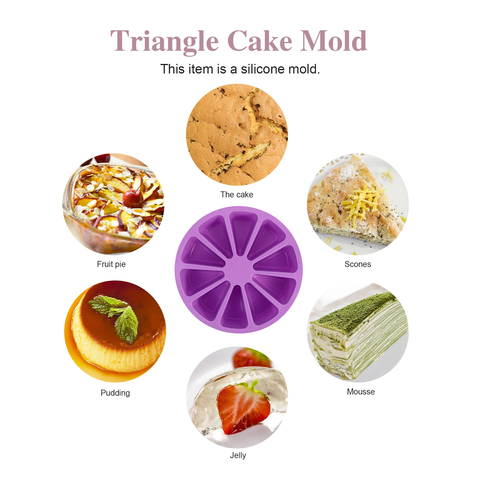 

10 Cavities Silicone Cake Mold Triangle Chiffon Baking Pans DIY Silica Gel Molds For Scone Mousse Jelly Pudding Fruit Pie
