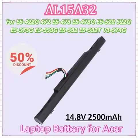 New AL15A32 14.8V 2500mAh Laptop Battery for Acer E5-422G 472 E5-473 E5-473G E5-522 522G E5-573G E5-553G E5-532 E5-532T V3-574G