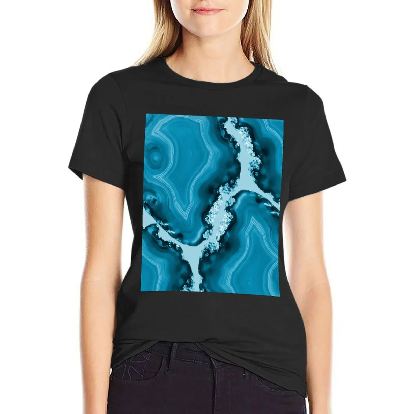 

Blue Agate Pattern #1 #gem #decor #art T-Shirt vintage clothes animal print shirt for girls korean fashion Women's tee shirt
