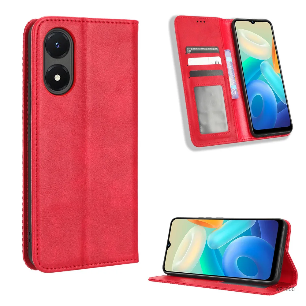 Flip Cover Magnetic Leather Case for Vivo Y02S S15 Y16 V25 Y35M Y77 Y77e X80Lite IQOO Z7i U5e Pro 5G Stand Holder Phone Shell