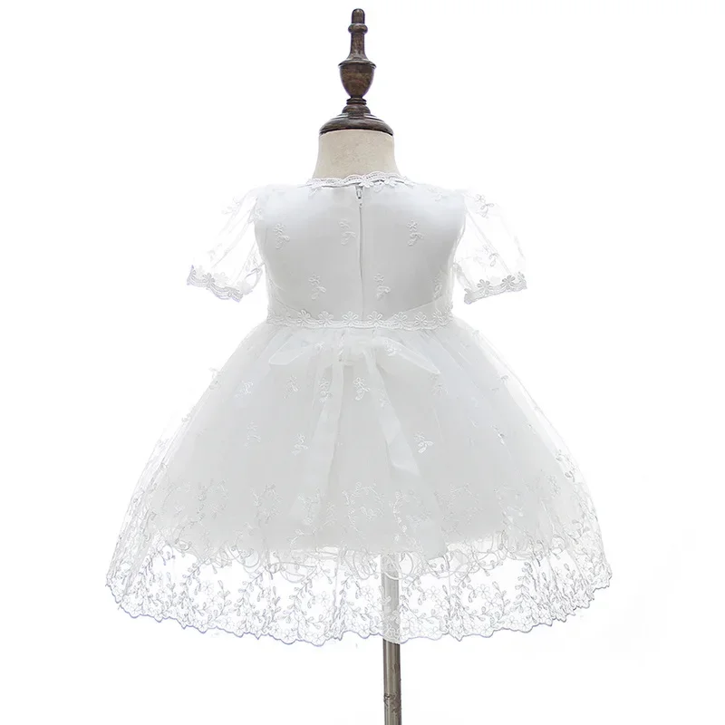 Baby Girl Lace Christening Gown Newborn Embroidered Flower Baptism Dress for Todderl First Birthday Party Outfits 3-24M