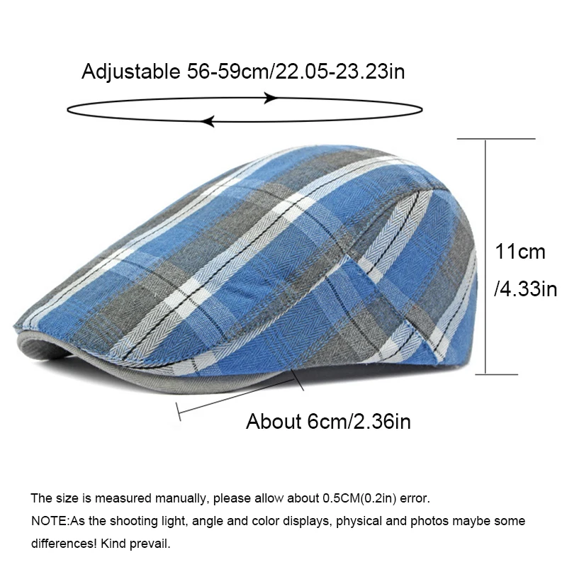 Beret Hat for Women Spring Summer Flat Peaked Hat Men Plaid Newsboy Hat Casual Duckbill Caps Checker Forward Cap Unisex Visor