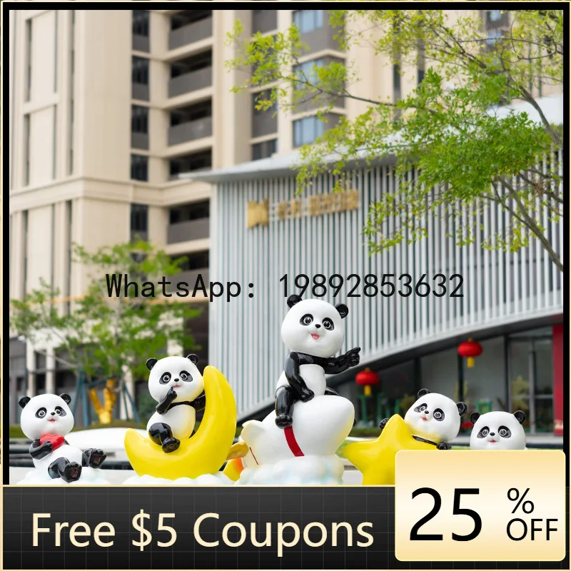 Z5 Cartoon Panda Sculpture  Check-in Floor-standing Landscape Sculpture Amusement Park Mall Scenic Area Decoration Display