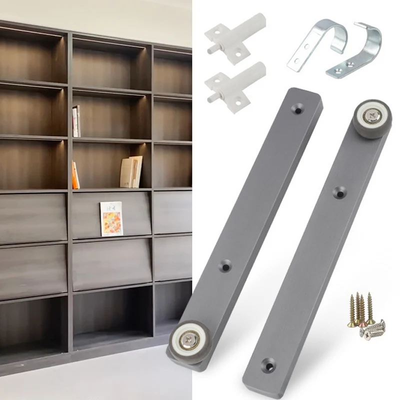 

Upturn Folding Bookcase Door Slide Rail Top Hidden Sliding Cabinet Door Hardware Bookcase Door Revolving Door Slide Rail