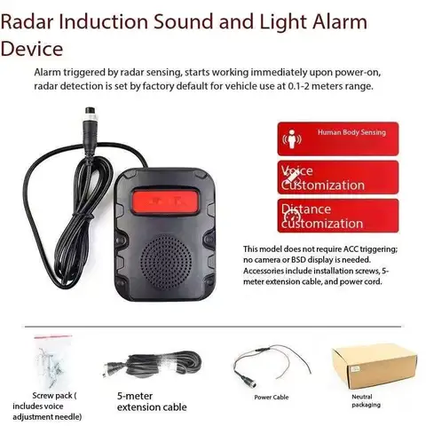 plug and play Radar Motion Sensor Alarm Truck Blind Spot Detection Audible & Visual Warning Device Sensitivity Volume Adjustable