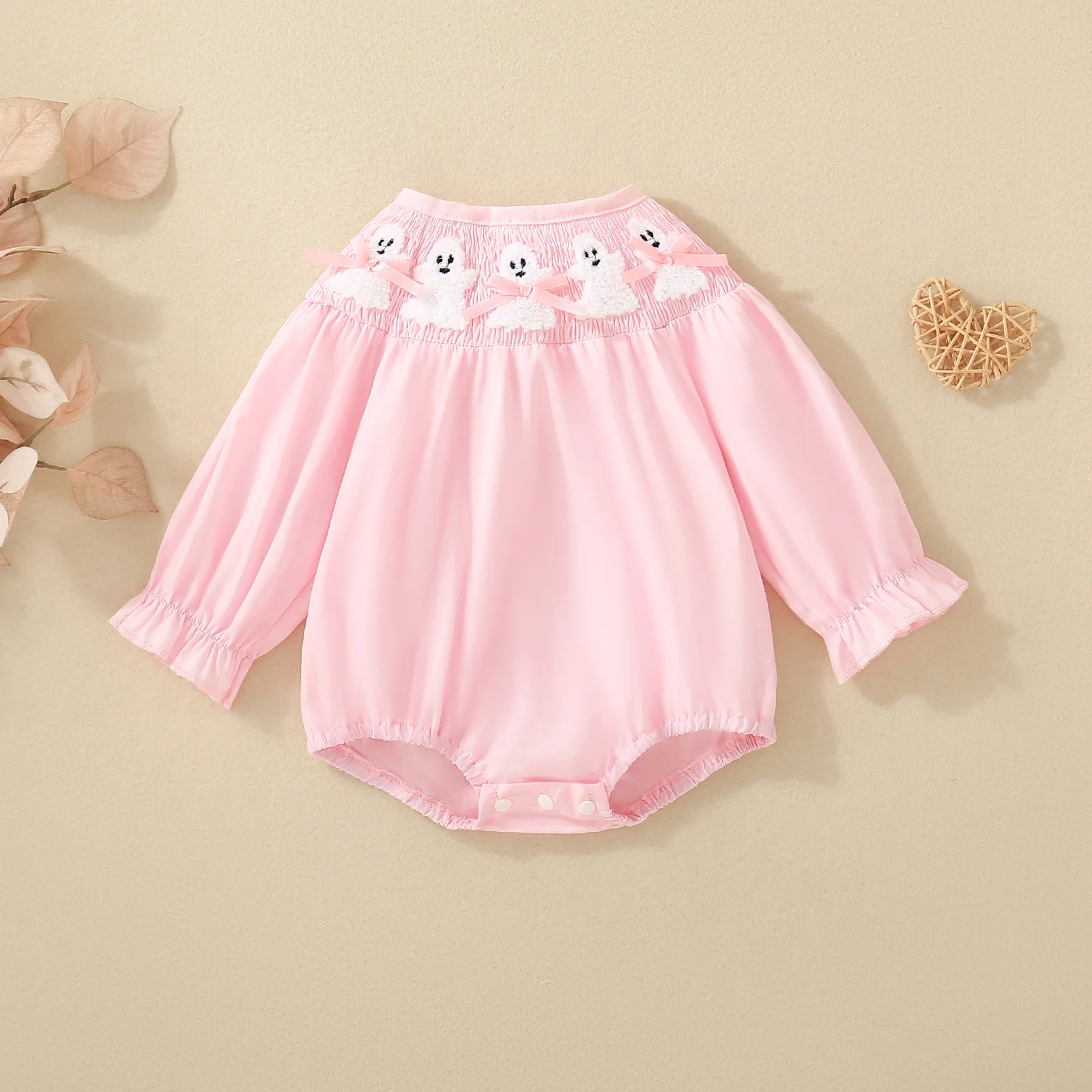 

Осенне-зимний треугольный шарем с длинными рукавами и вышивкой призрака для маленьких девочек, милый маленький бантик