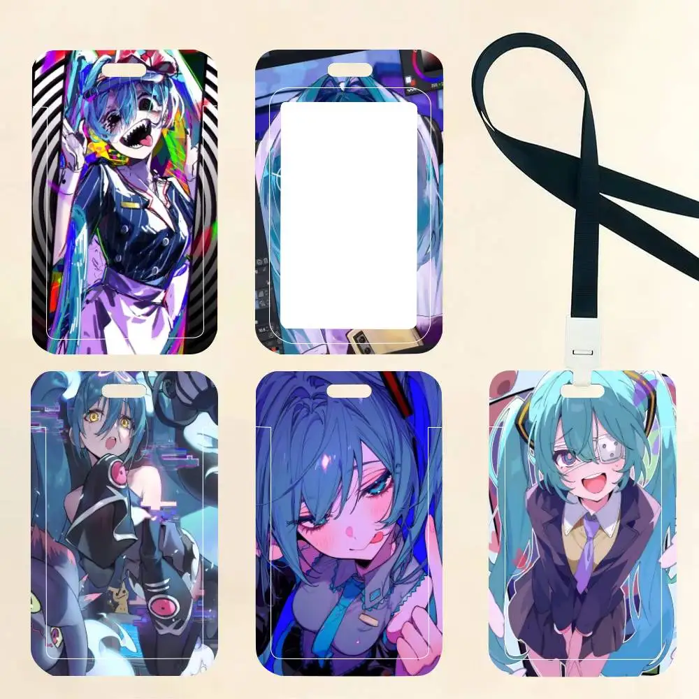 

1PC Super Idol H-Hatsunes Miku Card Holder Neck Strap Pendant Door Badge Holder Lanyards Keychain Work Credential Case Gift