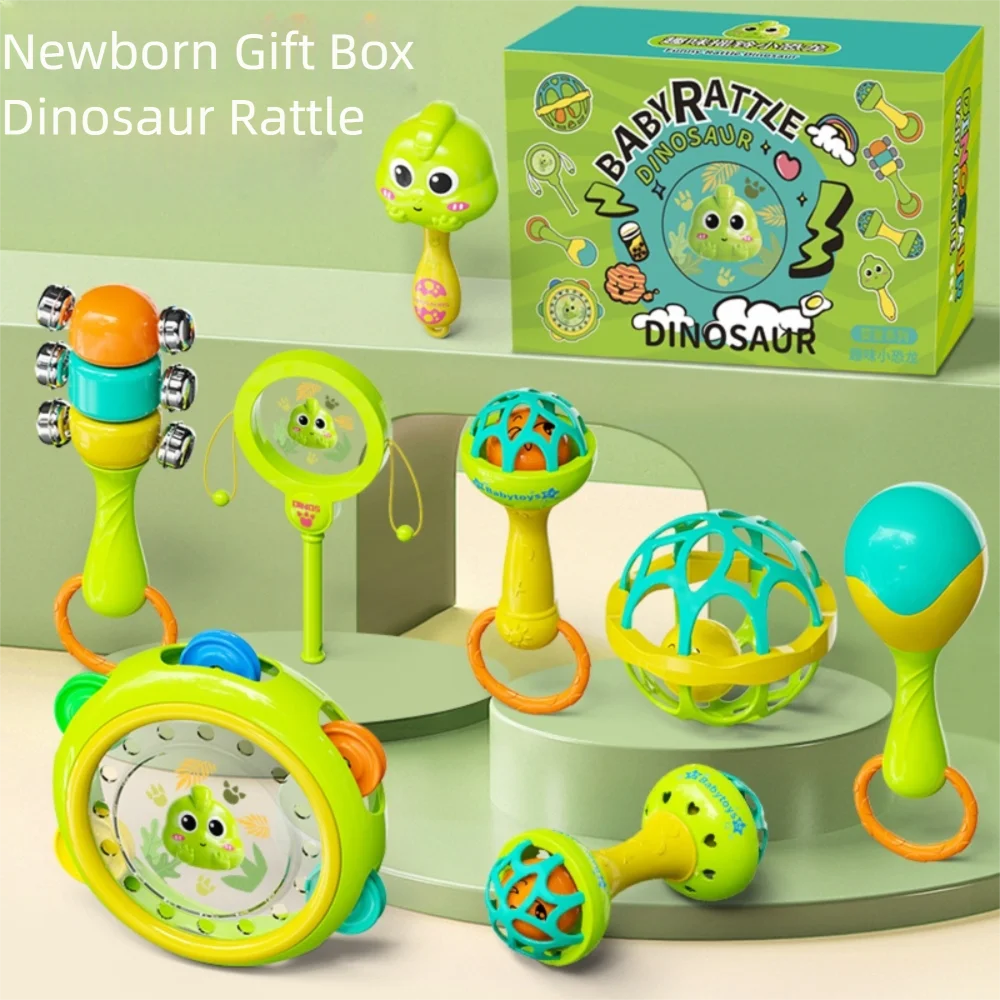 8/9pcs New Colorful Cartoon Shape Baby Rattle Toy Lightweight Plastic Sensory Toy Handbell Wave Drum Early Educational Toys