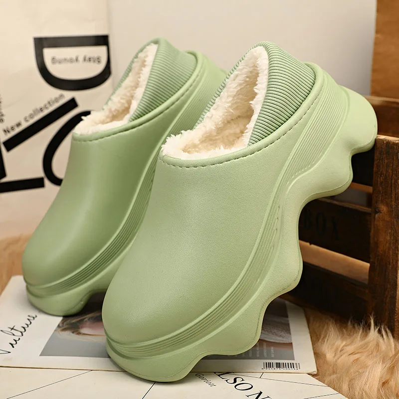 Winter 2022 cotton slippers women plus fleece non-slip outdoor heel cotton shoes indoor home slippers flat shoes women