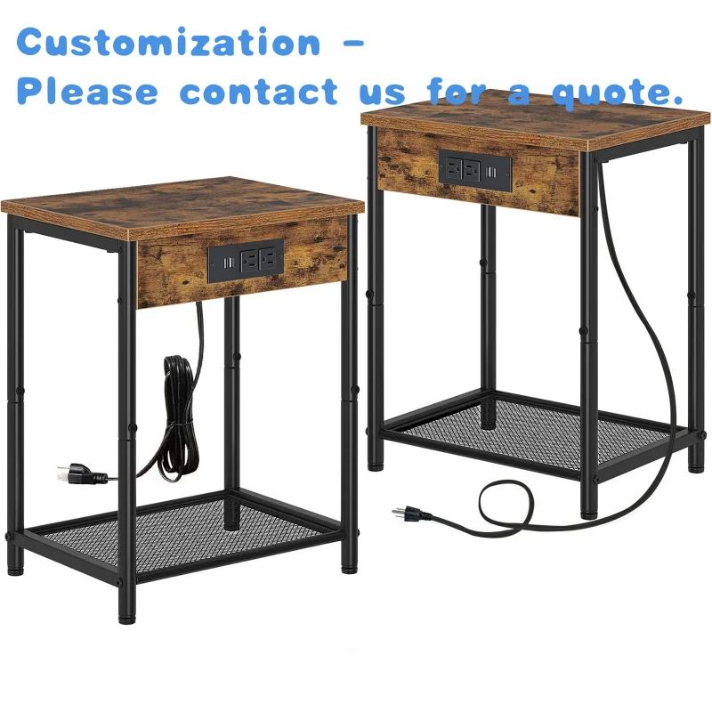 custom.Living Room Side Table Modern Coffee Tables Bedside Bedroom Night Stand Sofa End Table Square Narrow Cube Wood Metal c Sh