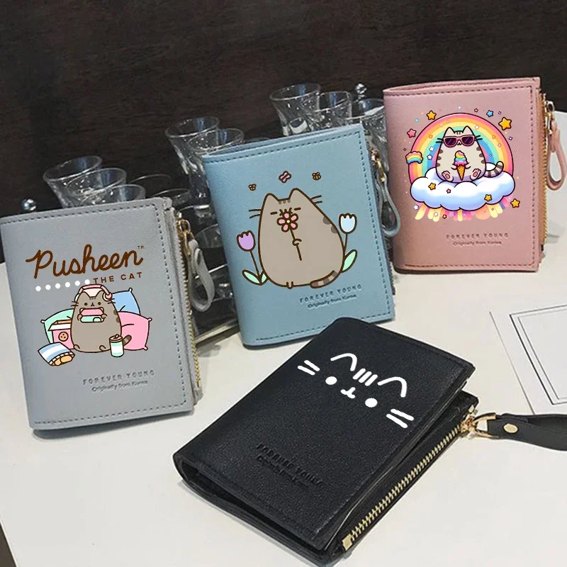 pusheens Women Men Wallet Short Simple Purses Ladies Casual Hasp Bags Small Purse Women Bag Mini Coin Bag Women Purses Gift Hot