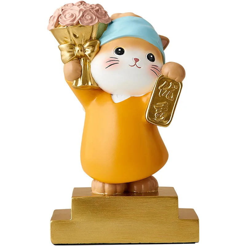 Cartoon art cat award ornament competition reward entrance living room desk decoration DIY lettering Teachers' Day gift