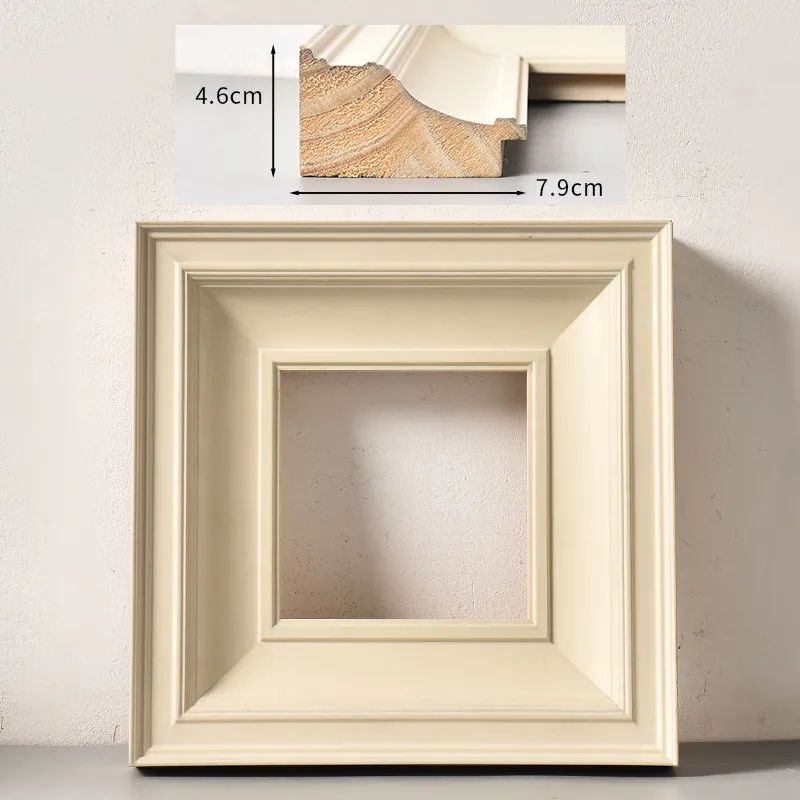 Custom-made large-sized solid wood white frame without assembly pictures wall decoration framed wall art marcos fotos Decoration