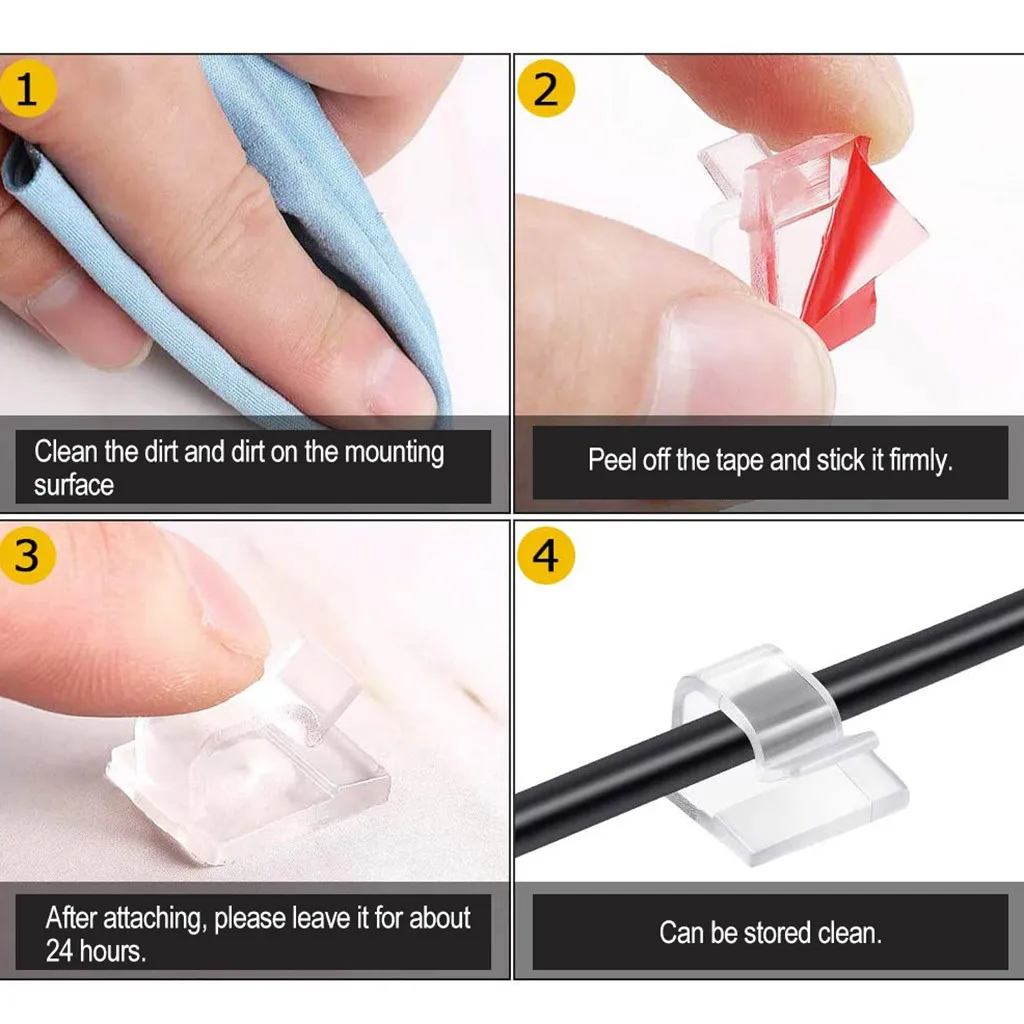 벽걸이 케이블 관리 와이어 관리자 코드 홀더, USB 충전 데이터 라인 보빈 와인더, 케이블 정리 클립, 10 개, 20 개, 50 개