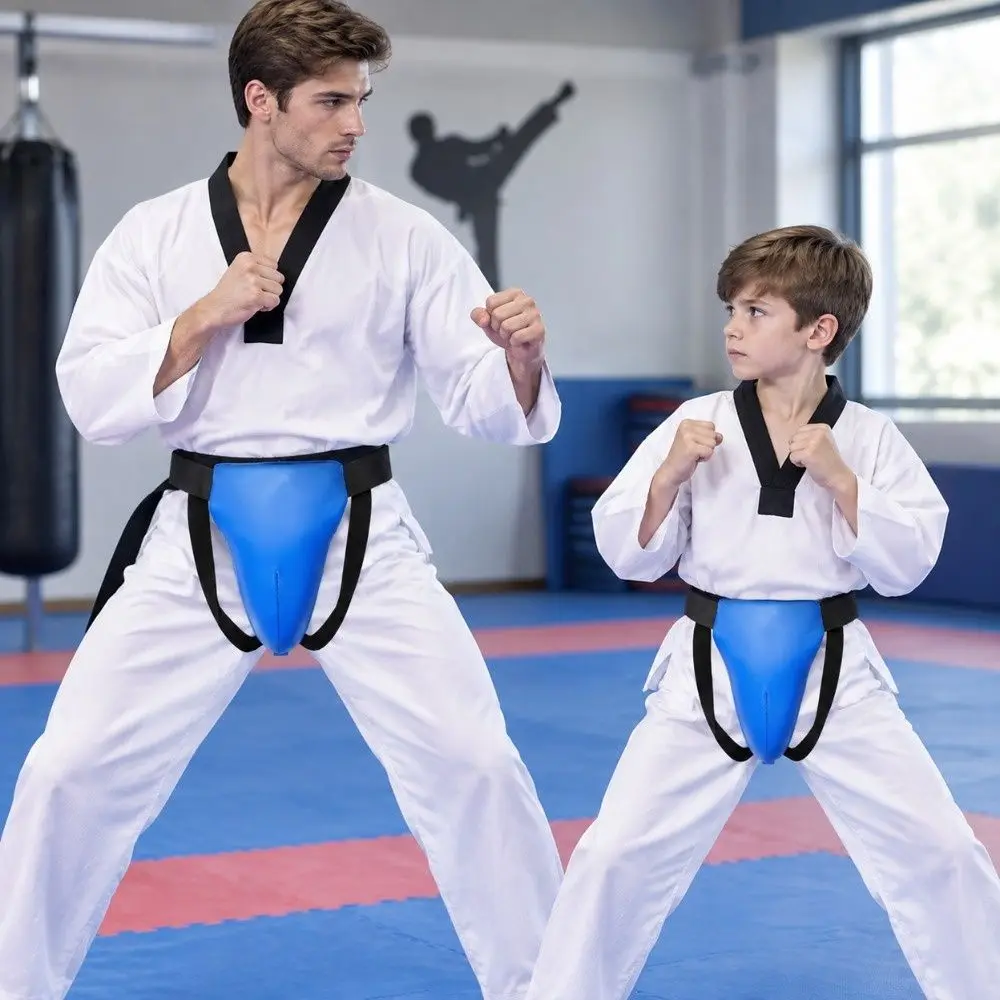 Shockproof Taekwondo Groin Guard Padded Adjustable Boxing Protector Lightweight Flexible Martial Arts Cup Adults Children