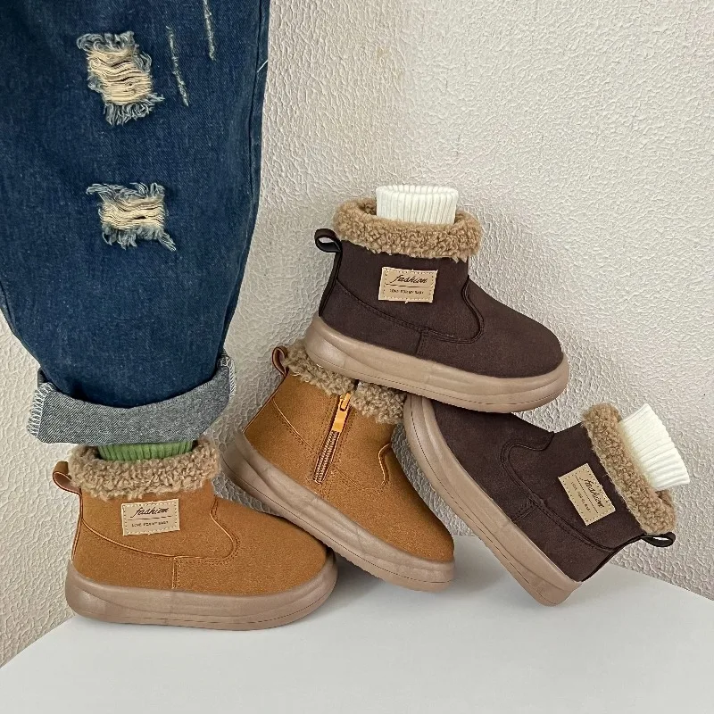 2025 Winter Children's Shoes Plush Short Boots Kids Shoe for Girl Boots Warm Soft Soles Shoe for Girl Kids Snow Fashion Boots