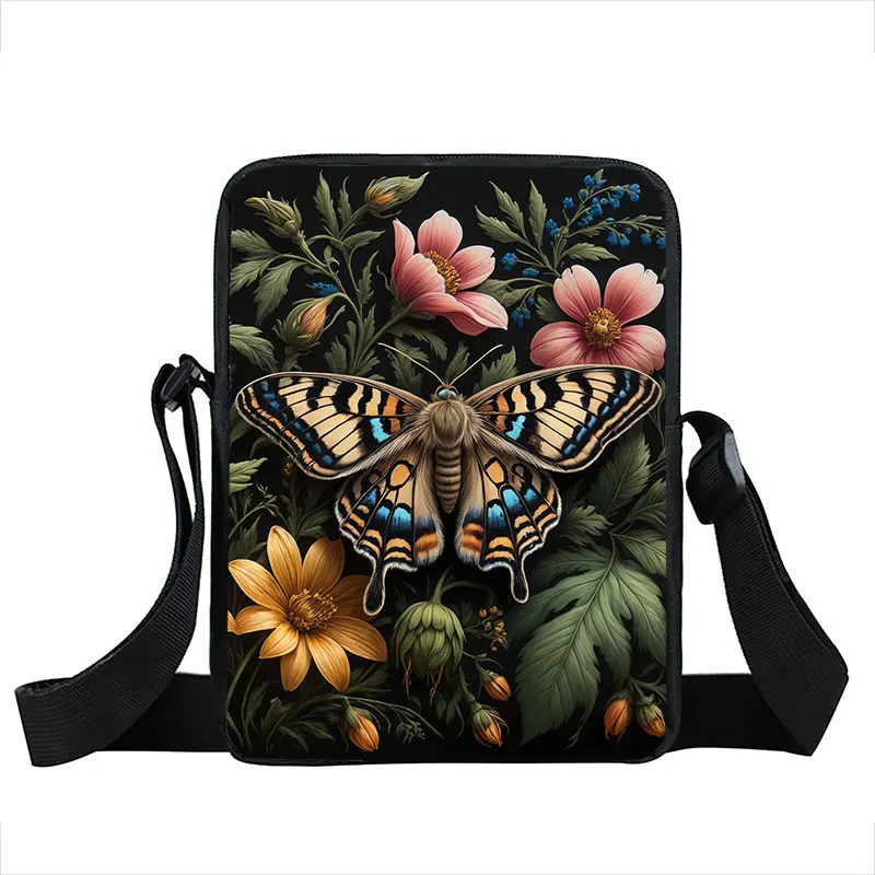 Cute Bee Dragonfly Moth Butterfly Print Crossbody Bags Fantasy Honey Bee Flowers Boy Girls Shoulder Bag Student Bookbags Gift