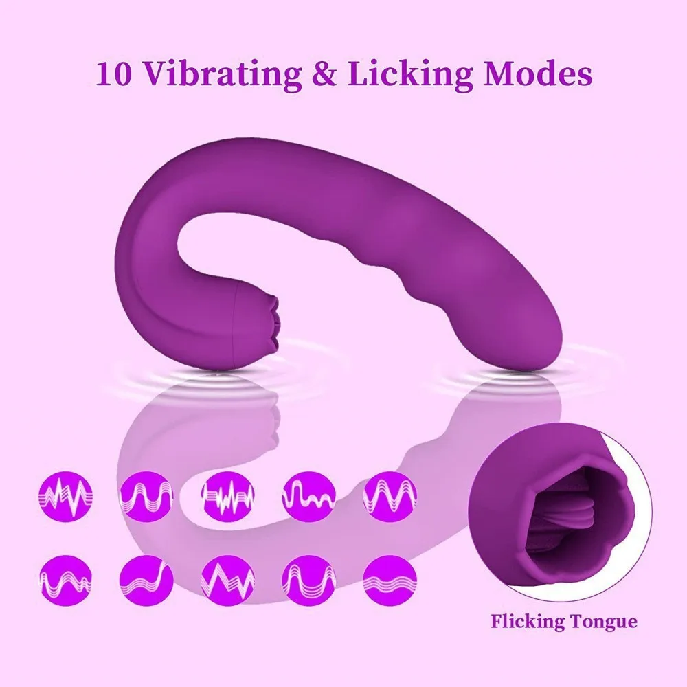 Clitoris Likken Roterende G Spot Vibrator, 3 In 1 Clit Tong Dildo Vaginale Vibrerende Stimulator 10 Modes Speeltjes Voor Vrouw