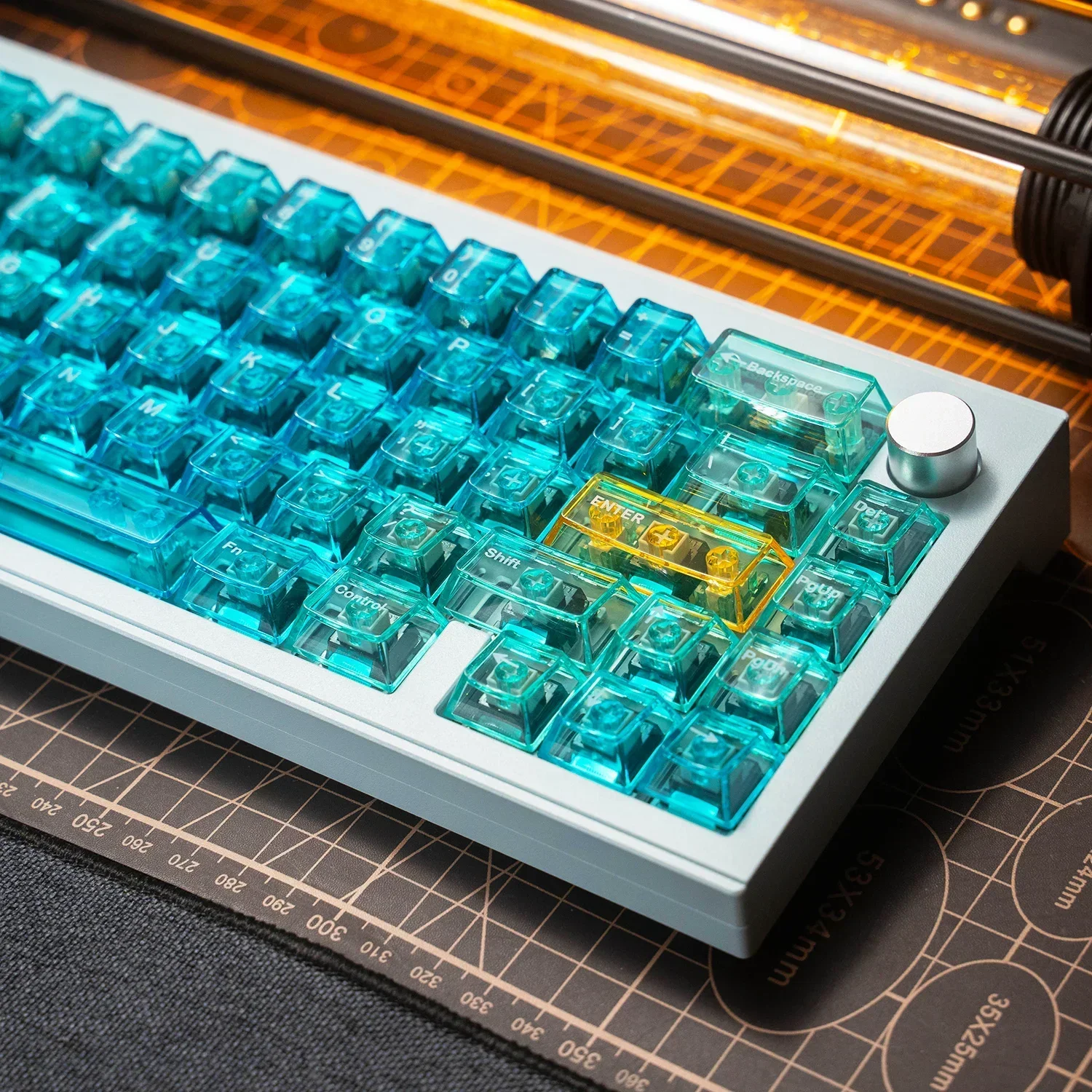 

Blue 156 Keys Crystal Clear Keycaps Cherry Profile Transparent Keycaps UV pad print PC Keycap For Mechanical Keyboard