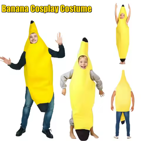 Banana Costume For Halloween Party Funny Stage Performance Outfit Kids Adults Carnival Theater Show Fancy Dress Costume